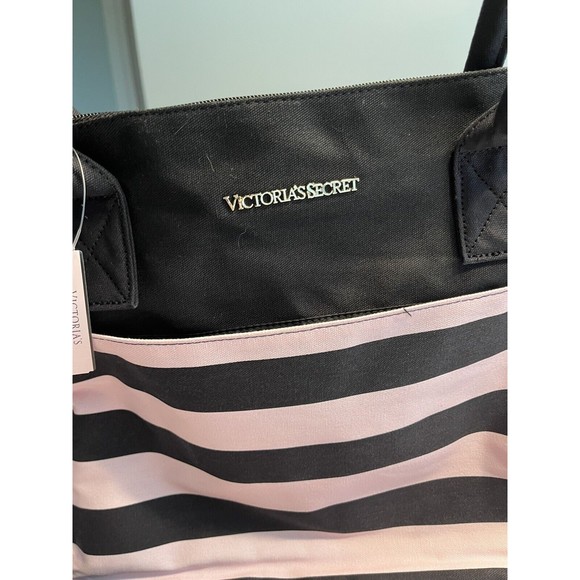 NWT - Victoria Secret Pink & Black Weekender Duffle Tote Bag w Cosmetic Bag - Picture 3 of 15